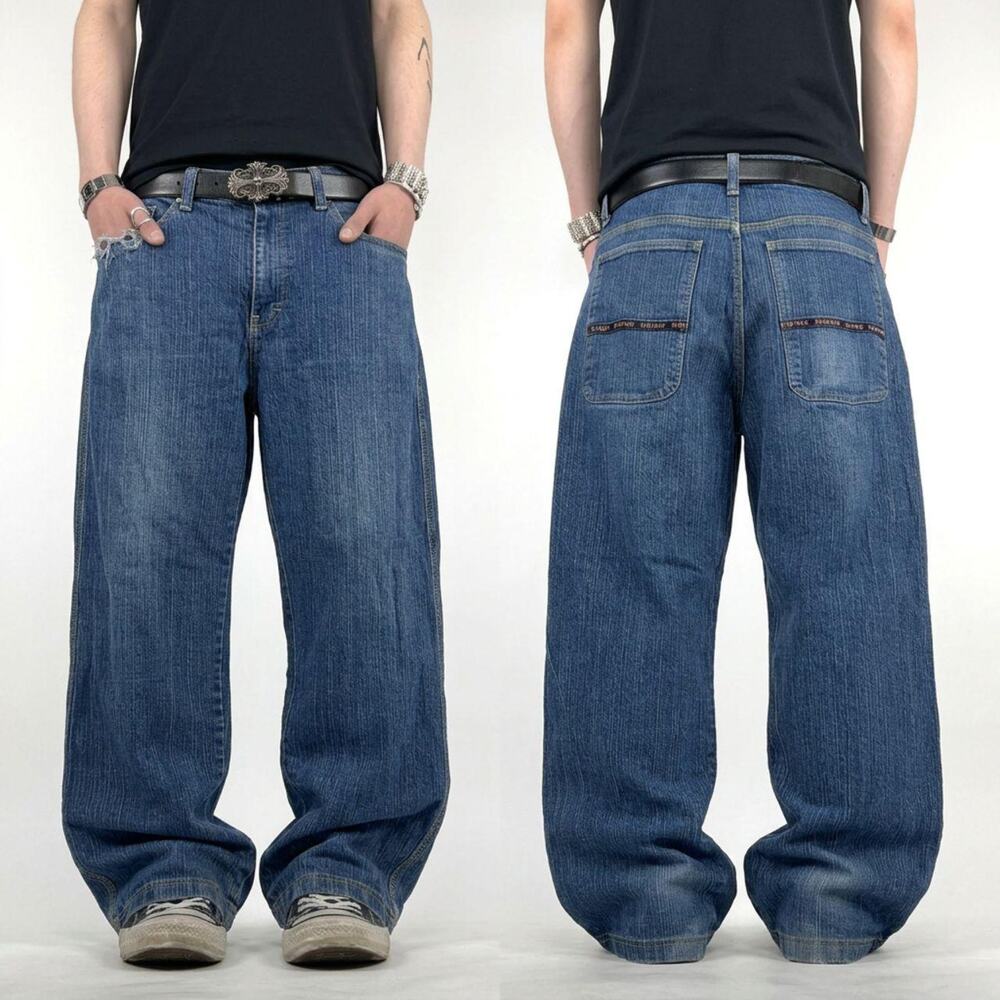 Vintage y2k grunge distressed archive baggy skater faded stonewash jeans